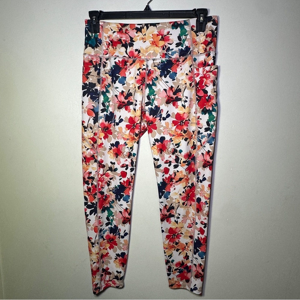 Apana Woman’s Active Floral Leggings 7/8 Pull On Yoga Running Everyday